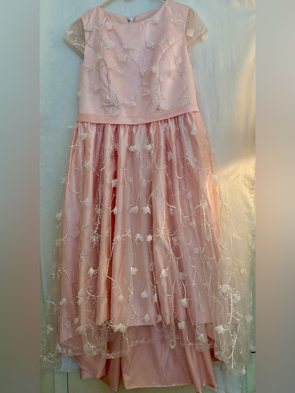 Pink Floral Embellished Hi-Lo Party Dress See Measurements for Size